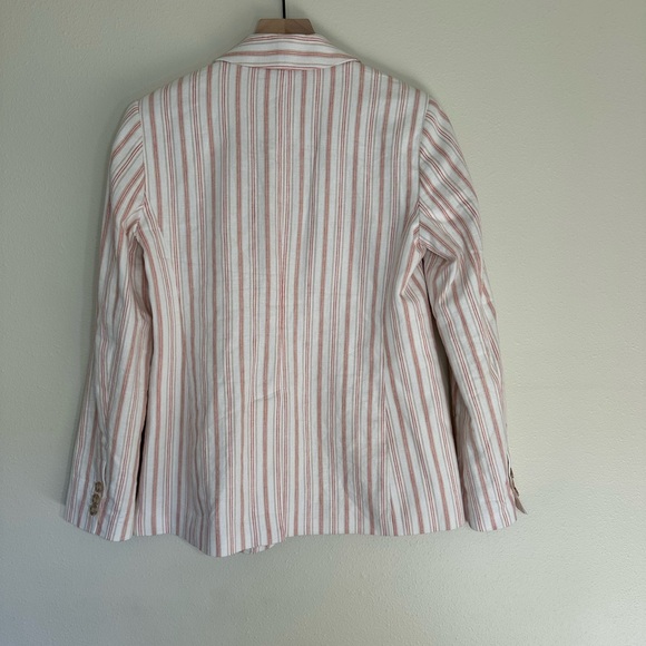 LOFT Striped Linen Blend Modern Blazer - Picture 5 of 8